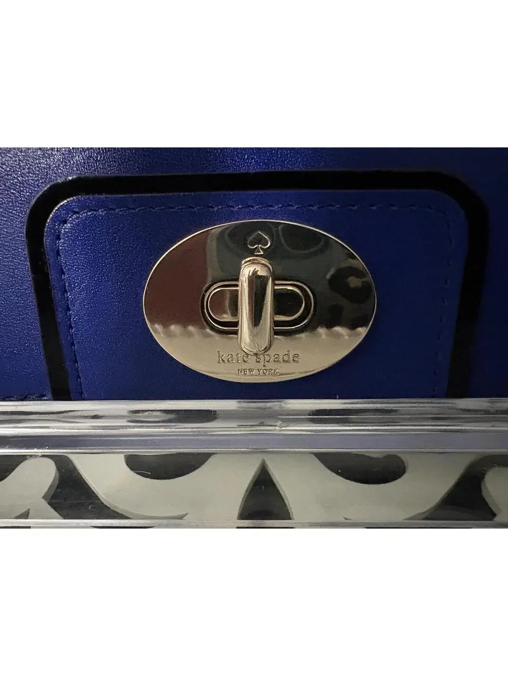 Kate Spade Royal Blue Leather Turnlock Flap Clutch Wallet Crossbody
